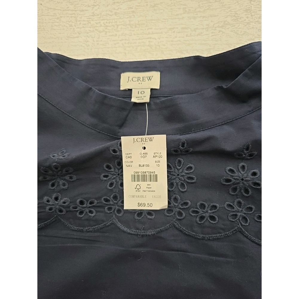 J. Crew Woman Eyelet Round Neck Blouse Long Sleeve Size 10 - Picture 5 of 5